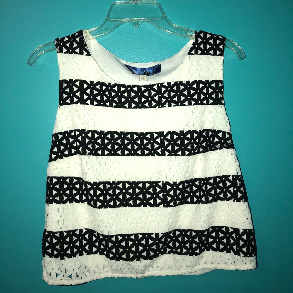 Francesca’s Blue Rain: Black/White Tank Top